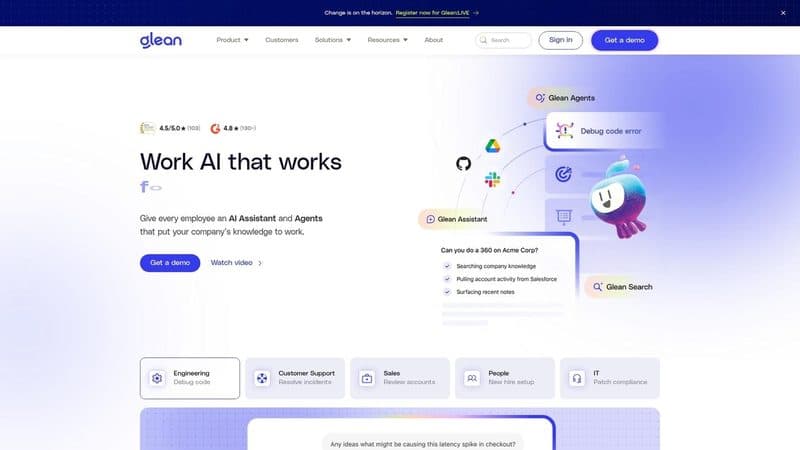 Glean website preview