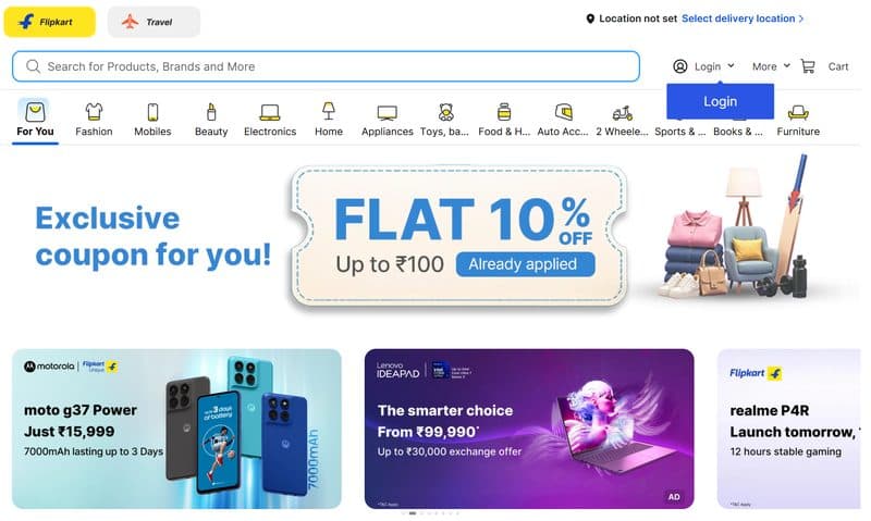 Flipkart website preview